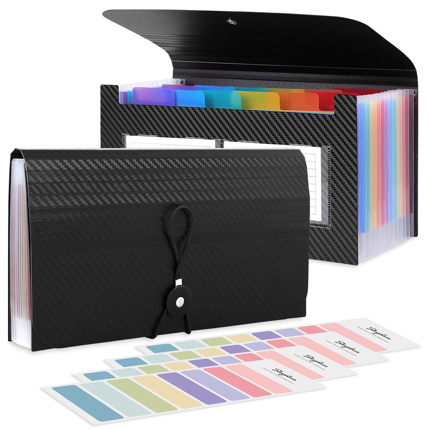 SKYDUE Mini File Organizer, 13 Pockets Coupon Organizer with Rainbow Labels,Expandable Accordian File Organizer Fit for Receipts and Coupons,10*5 in