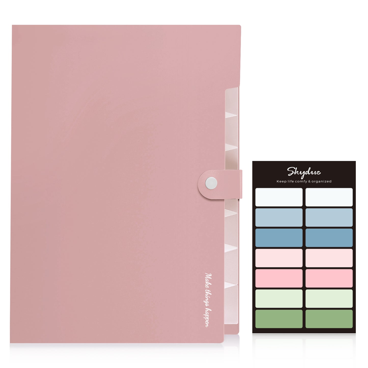 SKYDUE Expanding File Folder, Folders with 8 Pockets , Folder Organizer with Snap Closure A4 and Letter Size Accordian Document Paper Organizer for Home School Office