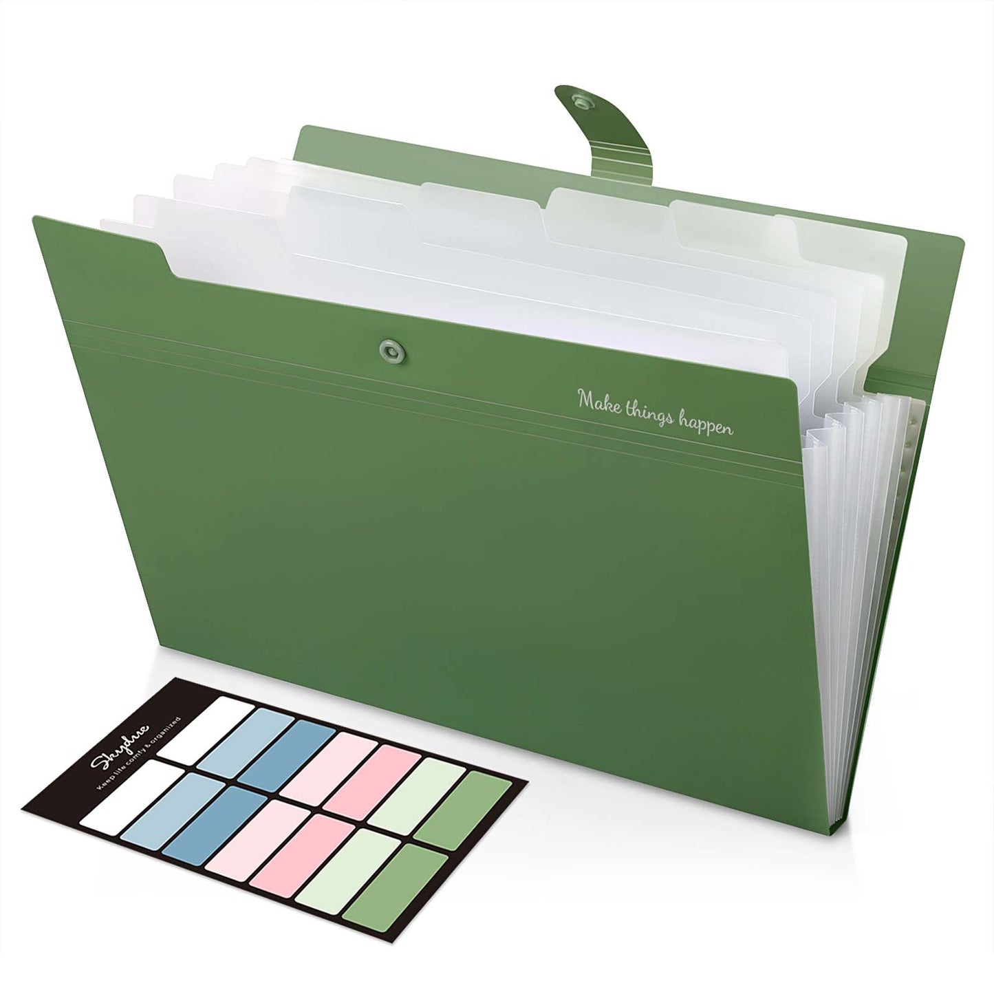 SKYDUE Expanding File Folder, Folders with 8 Pockets , Folder Organizer with Snap Closure A4 and Letter Size Accordian Document Paper Organizer for Home School Office
