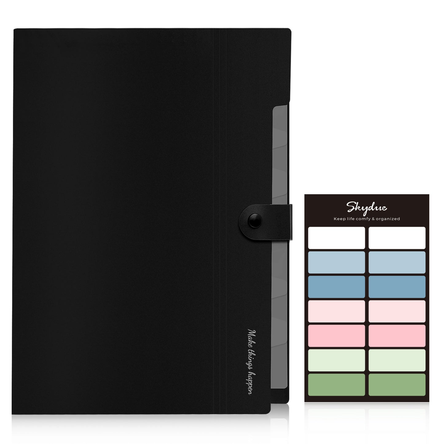 SKYDUE Expanding File Folder, Folders with 8 Pockets , Folder Organizer with Snap Closure A4 and Letter Size Accordian Document Paper Organizer for Home School Office