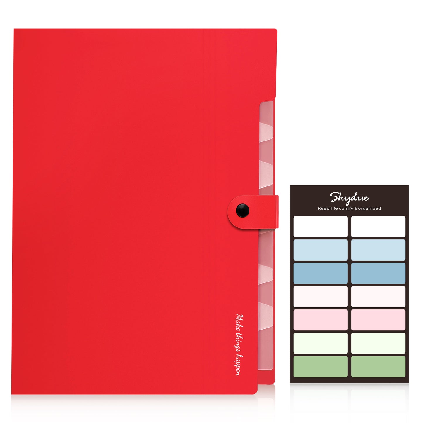 SKYDUE Expanding File Folder, Folders with 8 Pockets , Folder Organizer with Snap Closure A4 and Letter Size Accordian Document Paper Organizer for Home School Office