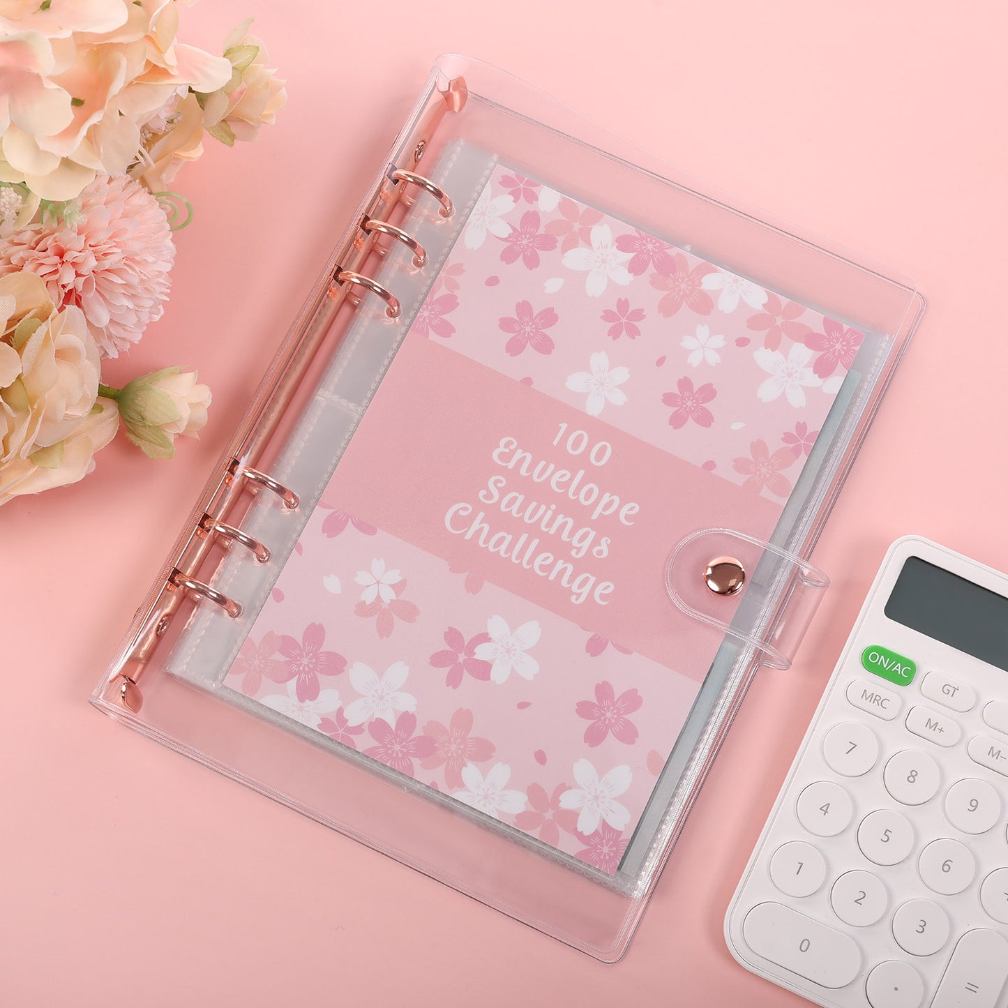 SKYDUE 100 Envelopes Money Saving Challenge Binder, Money Saving Binder with Laminated $5050 Tracker Sheet & Pre-numbered Pockets