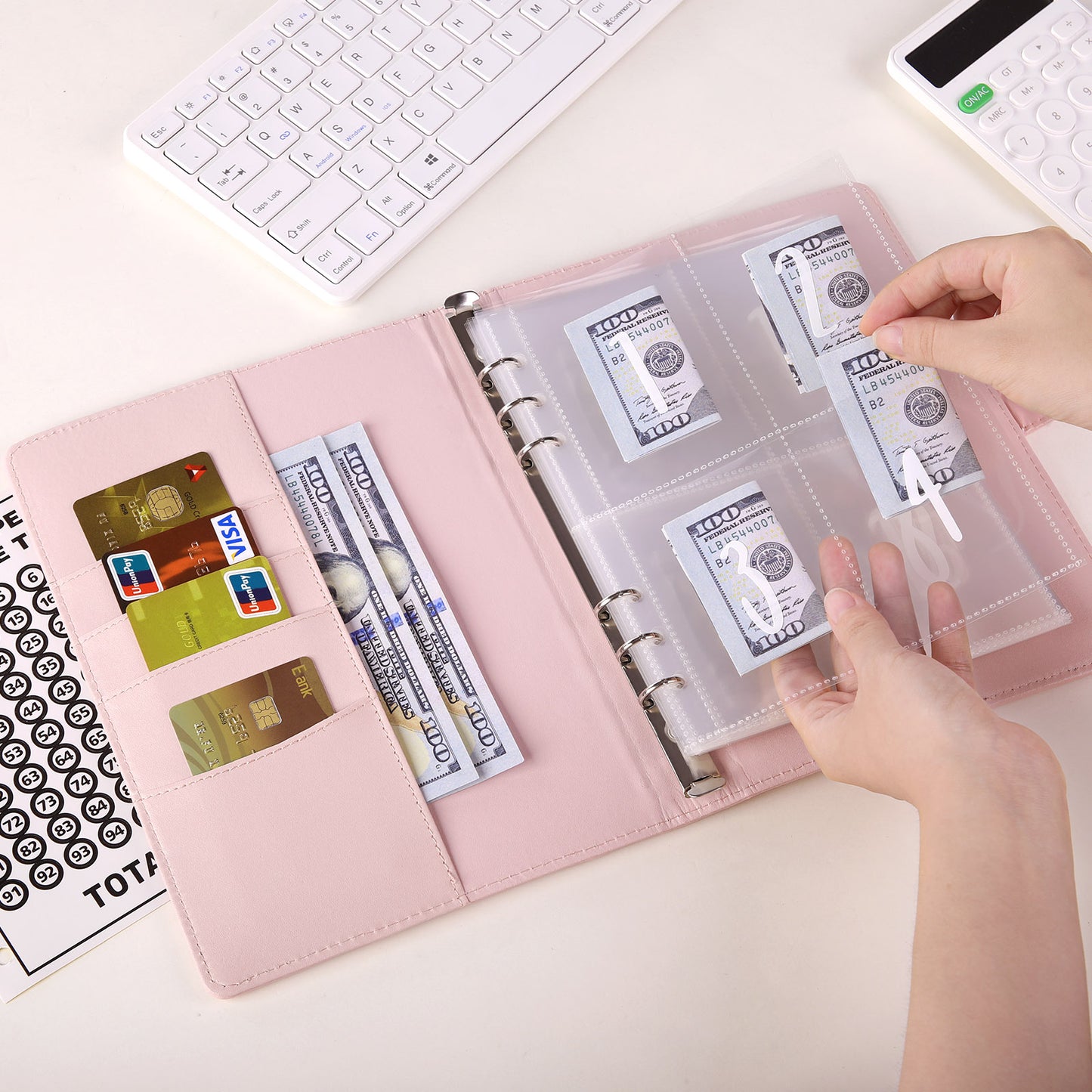 SKYDUE 100 Envelopes Money Saving Challenge Binder, A5 Money Saving Budget Binder with Cash Envelopes - Savings Challenges Book to Save $5,050