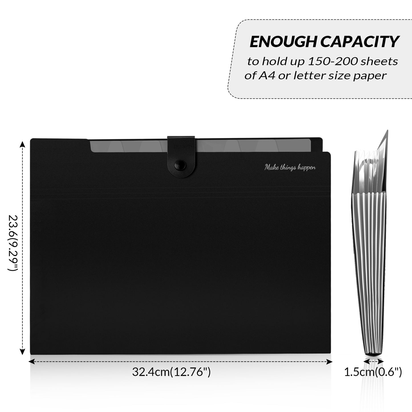 SKYDUE Expanding File Folder, Folders with 8 Pockets , Folder Organizer with Snap Closure A4 and Letter Size Accordian Document Paper Organizer for Home School Office