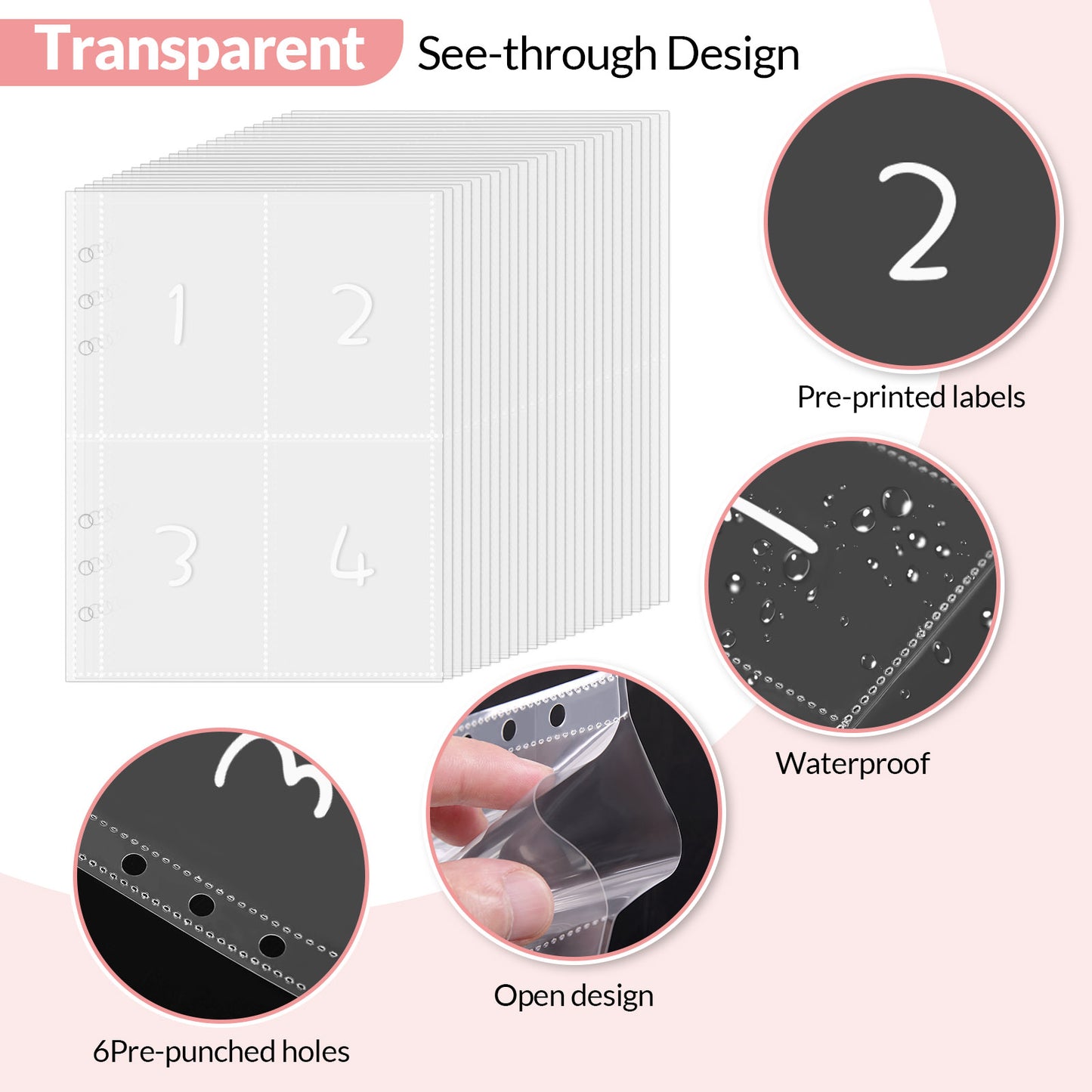 SKYDUE 100 Envelopes Money Saving Challenge Binder, Money Saving Binder with Laminated $5050 Tracker Sheet & Pre-numbered Pockets