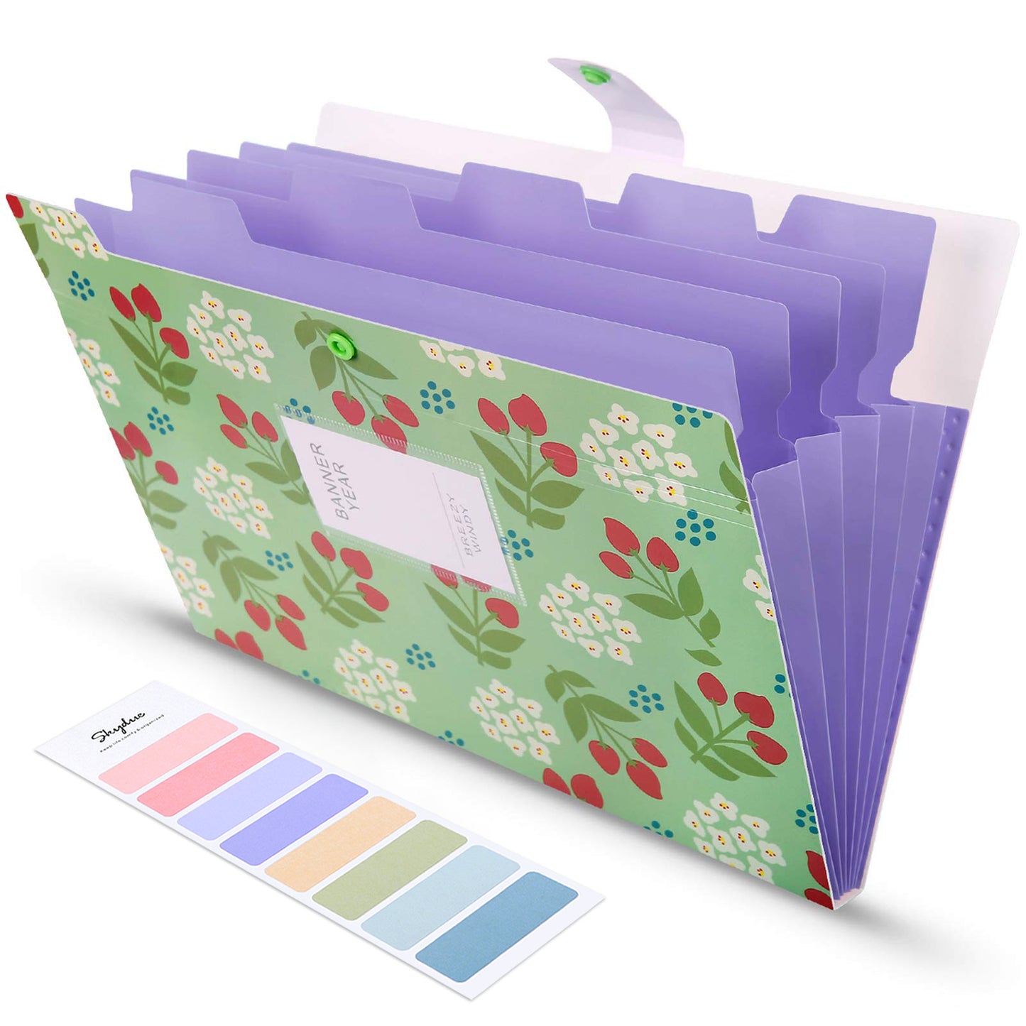 SKYDUE Expanding File Folders Floral Printed Accordion Document Folder