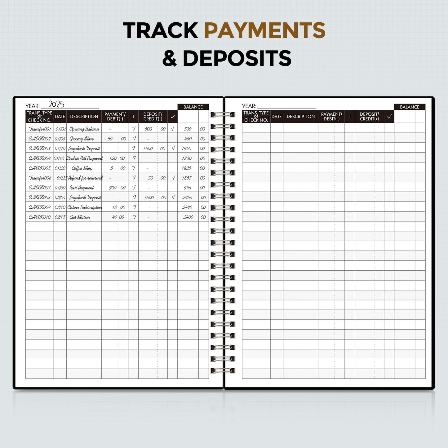 Accounting Ledger Book - 8.5 x 6 Inch Expense Tracker Notebook for Tracking Deposit, Expense, and Balance | Practical Accounting Book for Small Business Owners & Personal Finance