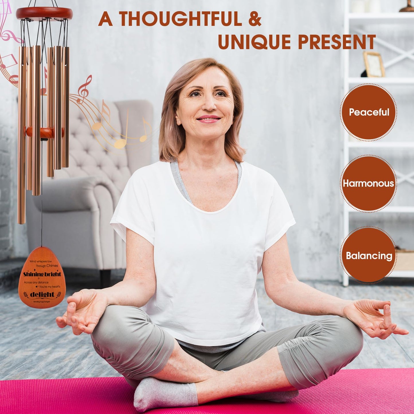 Wind Chimes for Outside, for Mom from Daughter Son with Gift Box, Deep Tones 6 Aluminum Tubes, Engraved Wood Sign, Thanksgiving for Mom, Garden Decor, Tree of Life