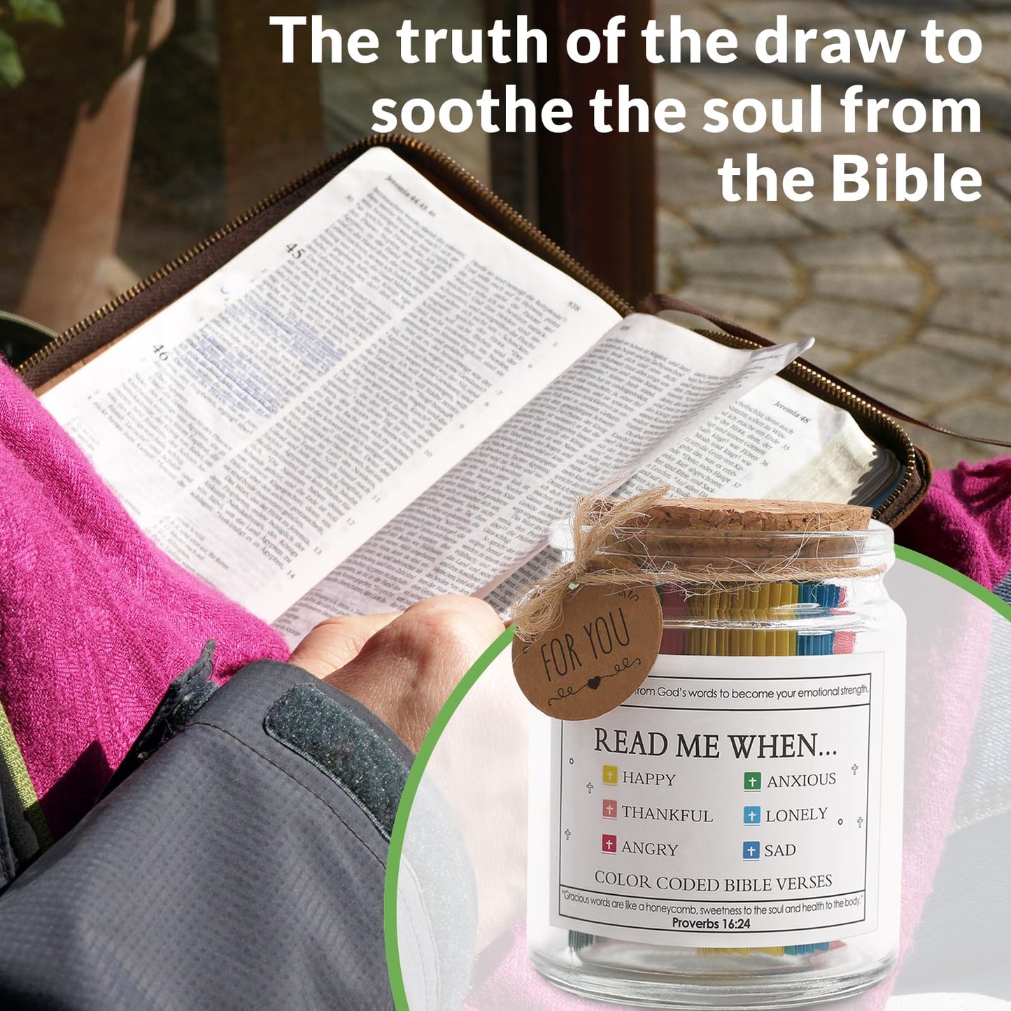 Bible Verse Jar, Christian Gifts, Read Me When for Emotions and Feelings, Religious Gifts for Women Men Mom Dad Friend, Prayer Hope Jar