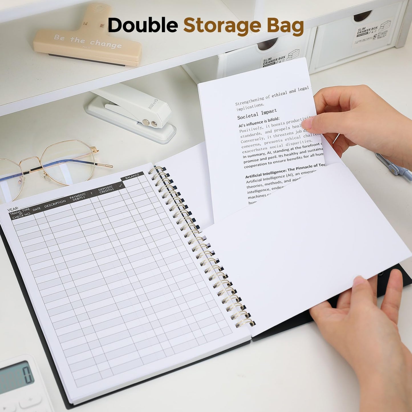 Accounting Ledger Book - 8.5 x 6 Inch Expense Tracker Notebook for Tracking Deposit, Expense, and Balance | Practical Accounting Book for Small Business Owners & Personal Finance