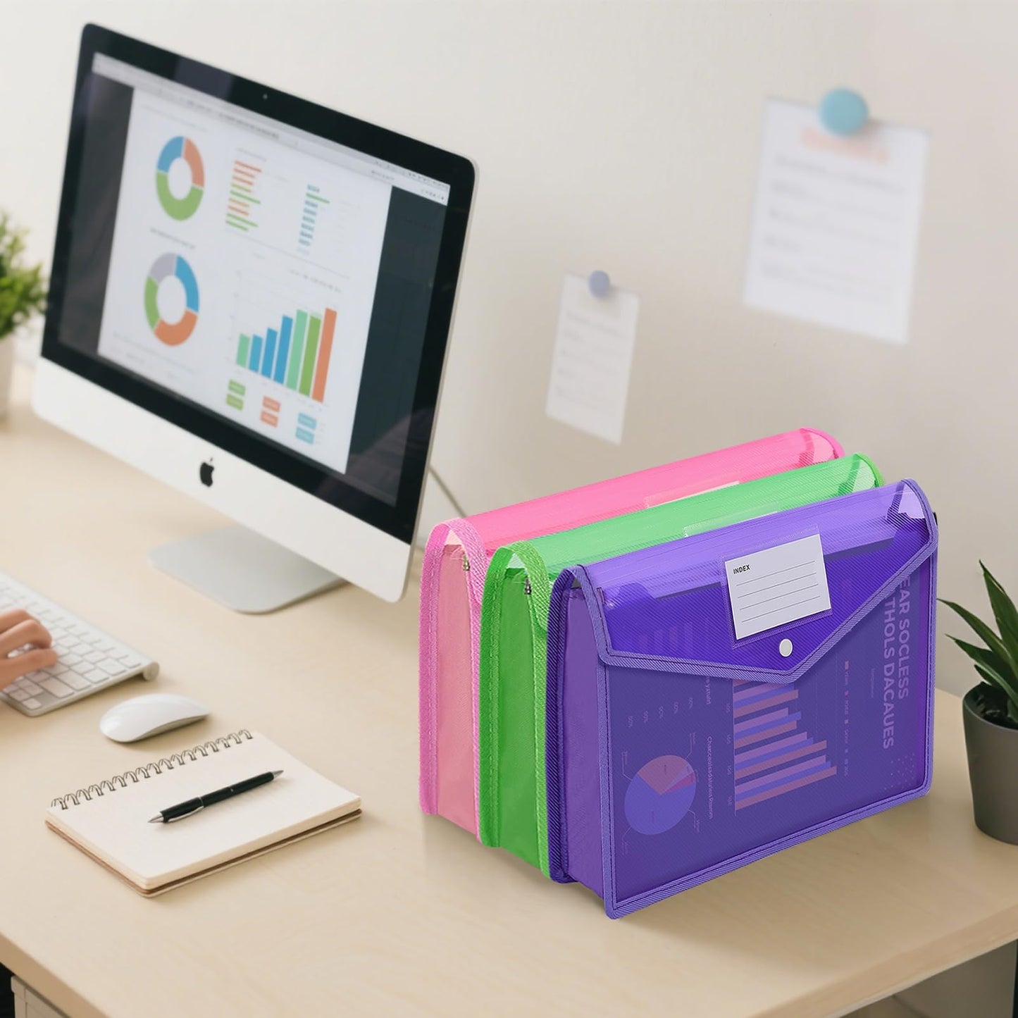 Expanding File Folder 5PCS, 2-Inch Expansion, Plastic Envelopes for Documents, No Dividers, Folders for Documents