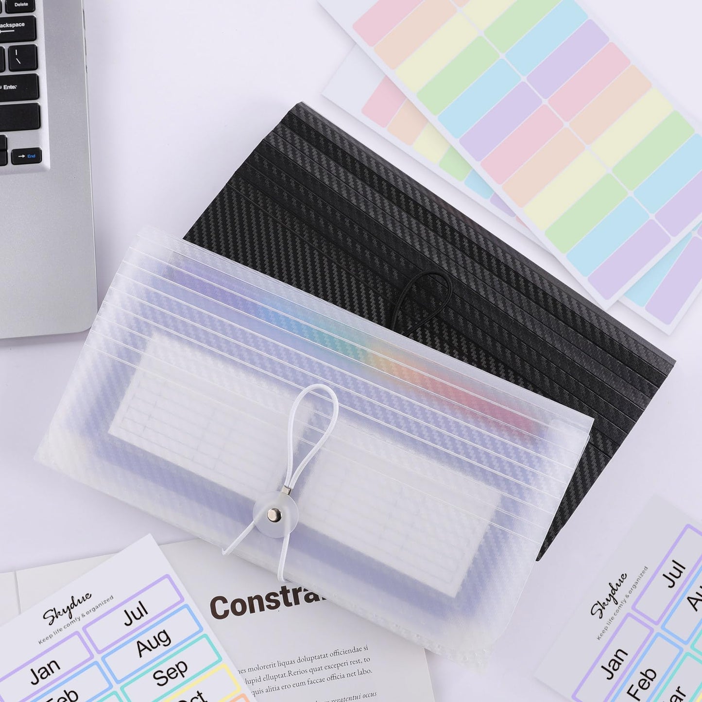 Receipt Coupon Organizer Holder, 2 Packs 13 Pockets Small Accordion File Organizer, Mini Expanding File Folder for Small Business, 10 * 5.5 Inches