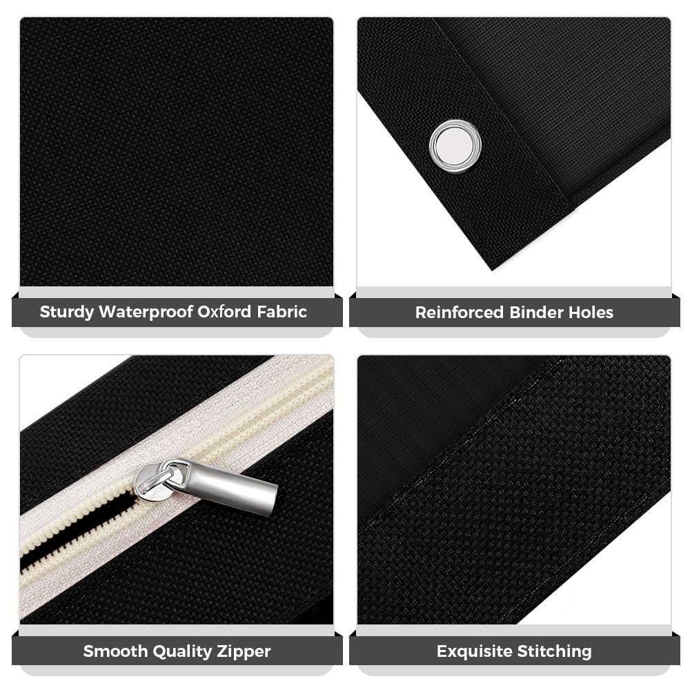 3 Ring Pencil Pouch for Binder, Zipper Binder Pencil Pouch with 3 Pockets and Mesh Window, Durable Organizer for School Supplies, Cables, Earbuds, Makeup