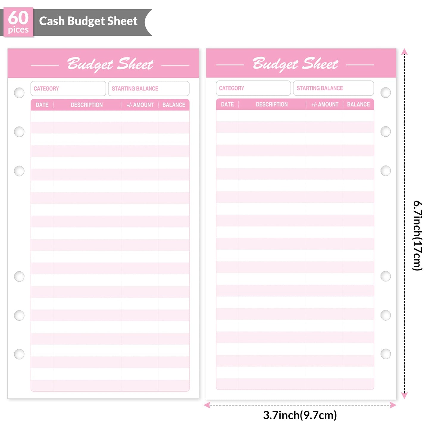 SKYDUE 60pcs Expense Tracker Budget Sheets for A6 Budget Binder,6-Holes Tracking Budget Sheets for Budget Planner