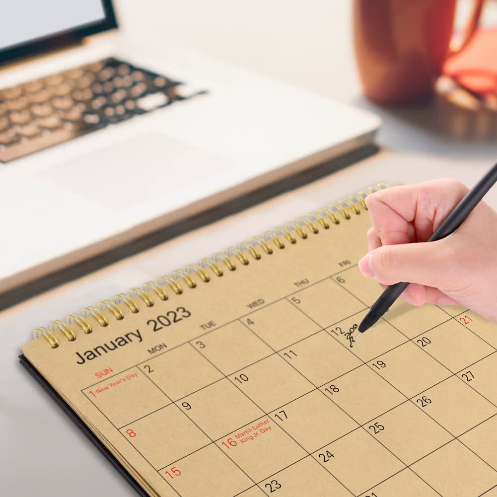 SKYDUE Small Desk Calendar 2023, Calendar 2023 from Oct.2022 to Dec 2023,10" x 8.5", Standing Flip Kraft Desk Calendar with To-do List & Notes for Office, School