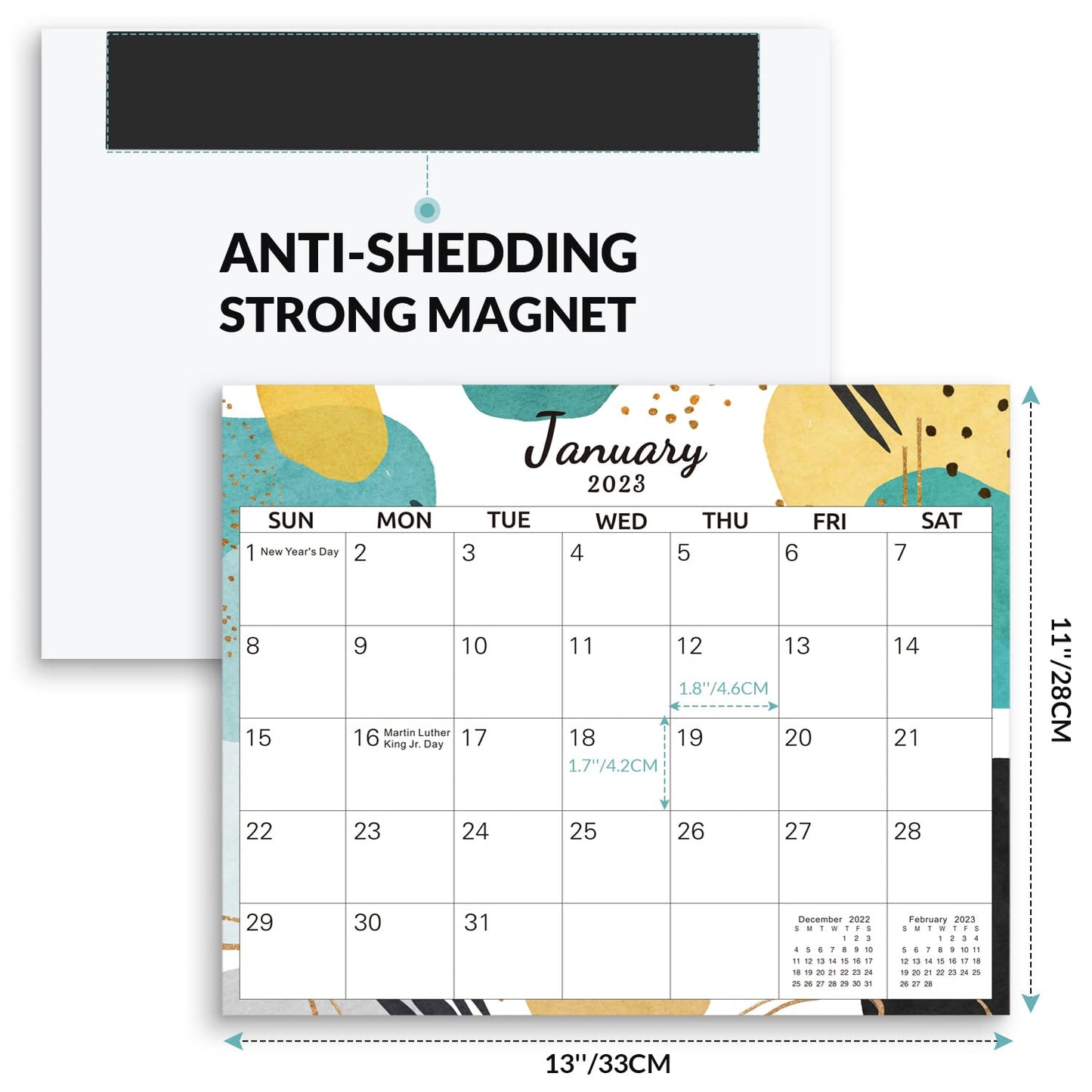 SKYDUE Magnetic Calendar for Fridge, 13"x 11", Monthly Calendar from Sep.2022 - Dec.2023, Calendar 2023 Prefect for Planning and Organizing Your Life
