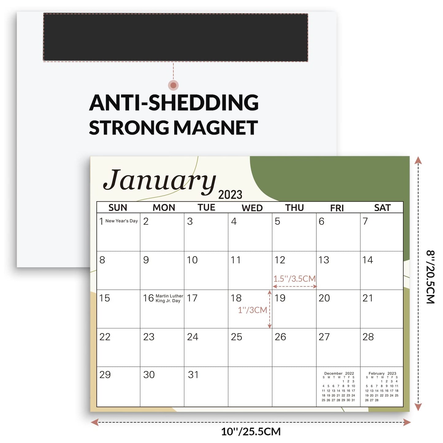 SKYDUE Magnetic Calendar for Fridge,Fridge Calendar 2023 from Jan.2023 - Jun.2024,10" x 8" Calendar 2023 Prefect for Viewing and Planing Each Day at Home & Office