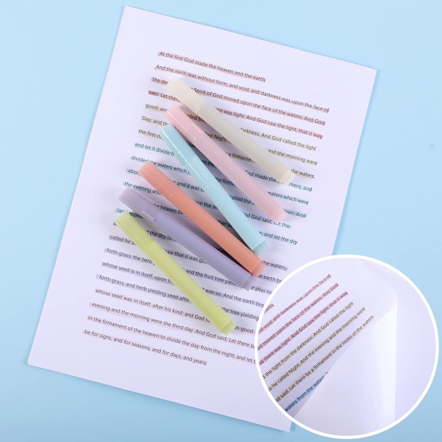 SKYDUE Aesthetic Highlighters with Soft Chisel Tip, Bible Highlighters Assorted Colors, Muted Pastel Colors, No Bleed, Cute School Supplies, Bible Study Journaling Supplies, 6Pcs