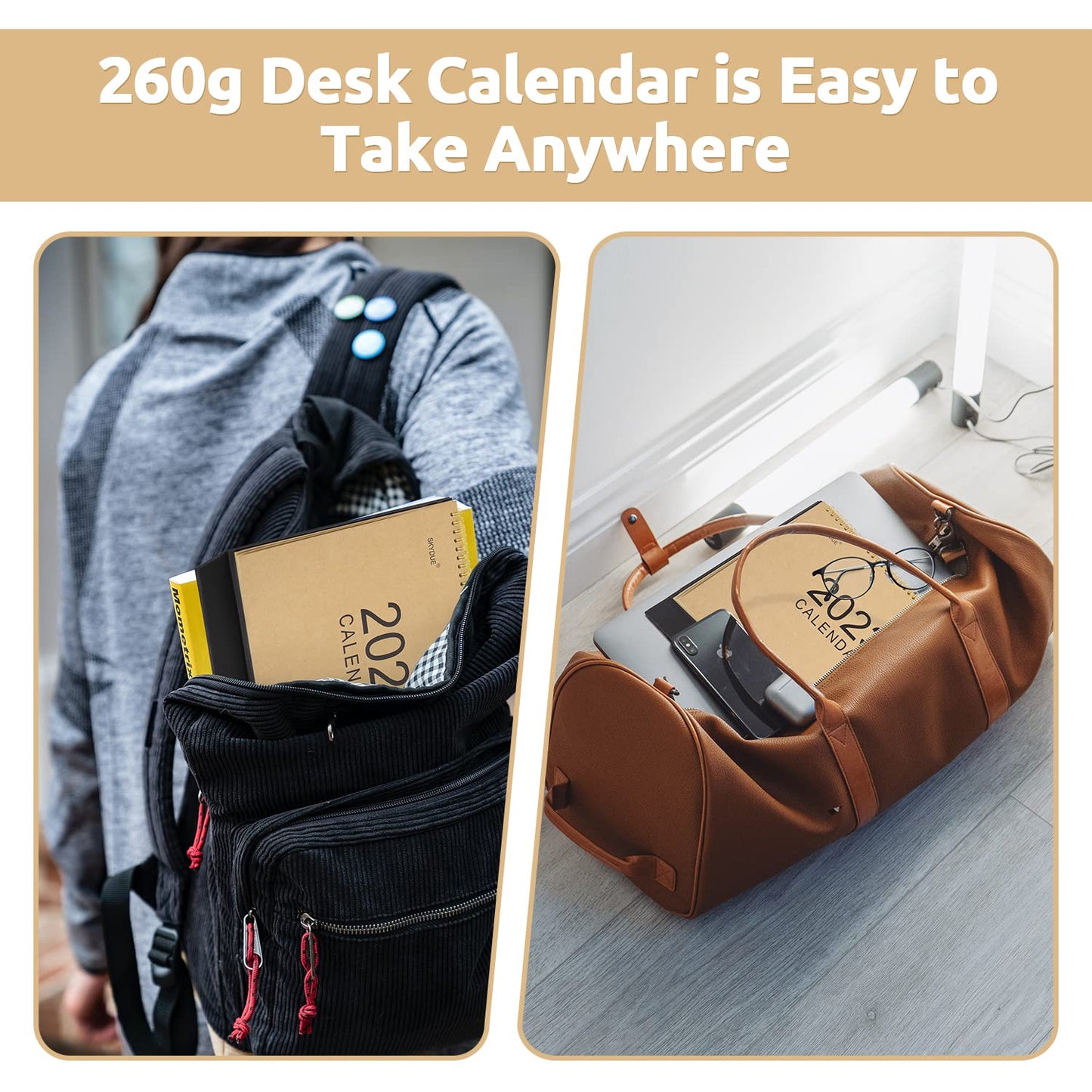 SKYDUE Small Desk Calendar 2023, Calendar 2023 from Oct.2022 to Dec 2023,10" x 8.5", Standing Flip Kraft Desk Calendar with To-do List & Notes for Office, School