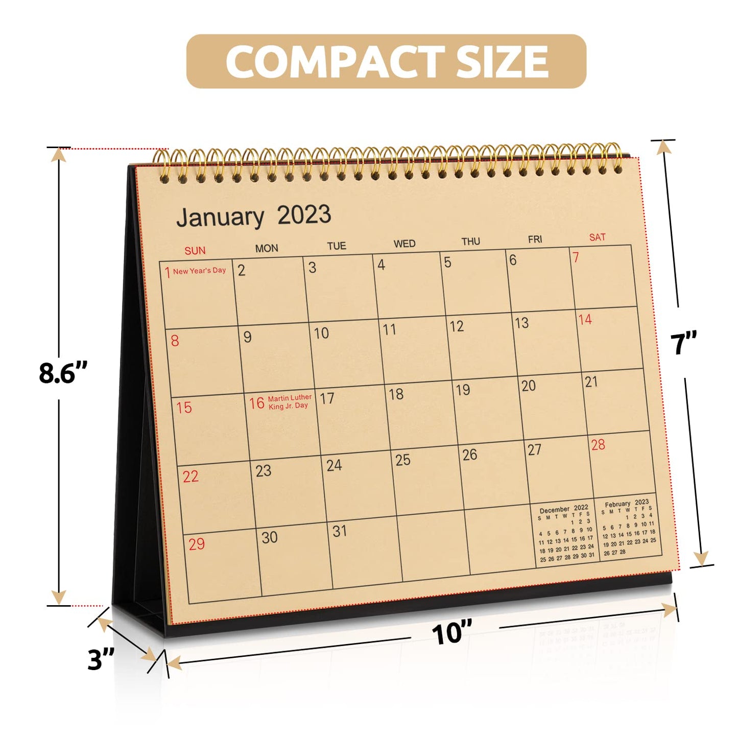 SKYDUE Small Desk Calendar 2023, Calendar 2023 from Oct.2022 to Dec 2023,10" x 8.5", Standing Flip Kraft Desk Calendar with To-do List & Notes for Office, School