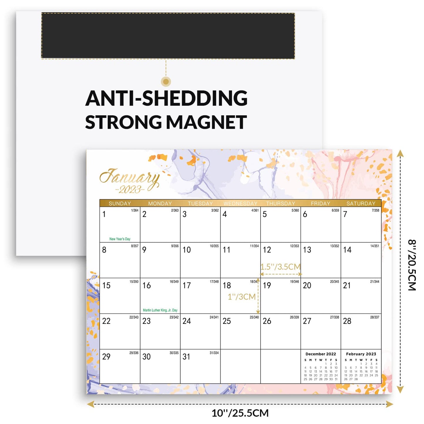SKYDUE Magnetic Calendar for Fridge, 10"x 8", Fridge Calendar 2023 from Jan.2023 - Jun.2024, Calendar 2023 for School, Office & Home Planning and Organizing