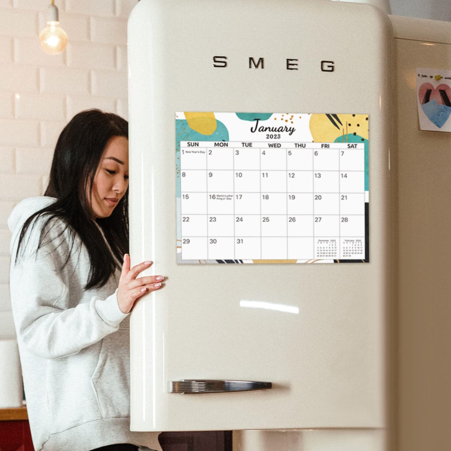 SKYDUE Magnetic Calendar for Fridge, 13"x 11", Monthly Calendar from Sep.2022 - Dec.2023, Calendar 2023 Prefect for Planning and Organizing Your Life