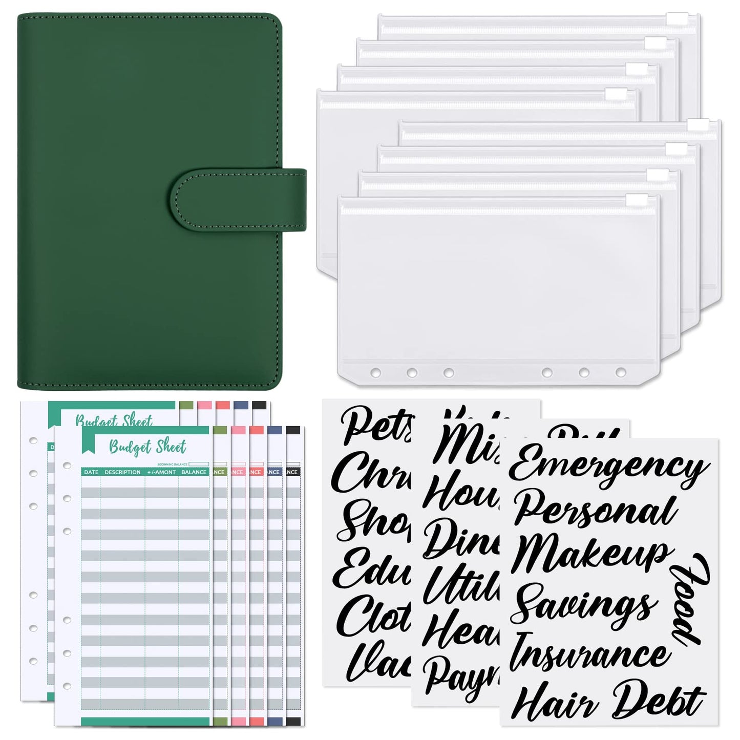 SKYDUE Budget Binder with Zipper Envelopes & Expense Budget Sheets,Money Binder with Cash Envelopes for Budgeting and Saving Money