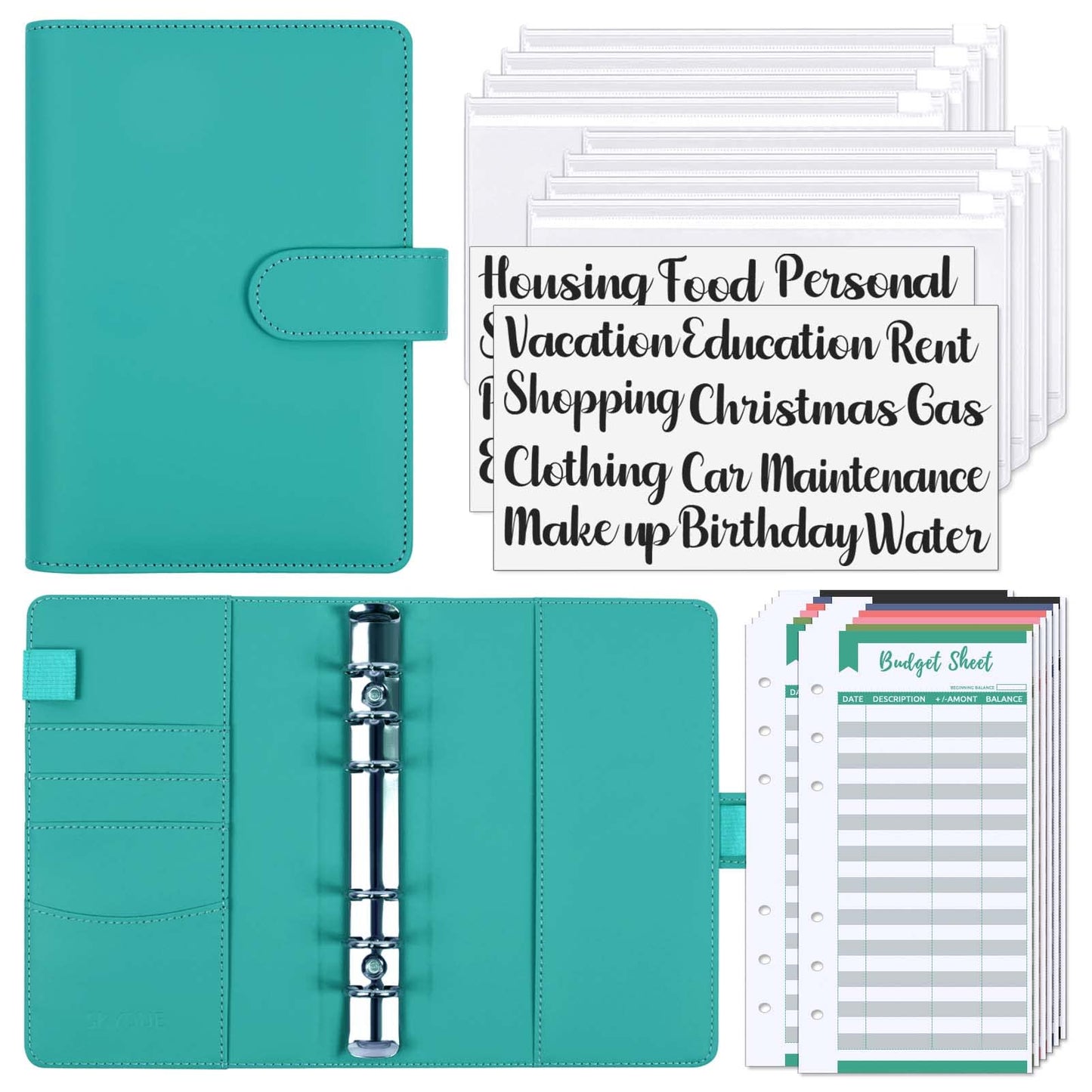 SKYDUE Budget Binder with Zipper Envelopes & Expense Budget Sheets,Money Binder with Cash Envelopes for Budgeting and Saving Money