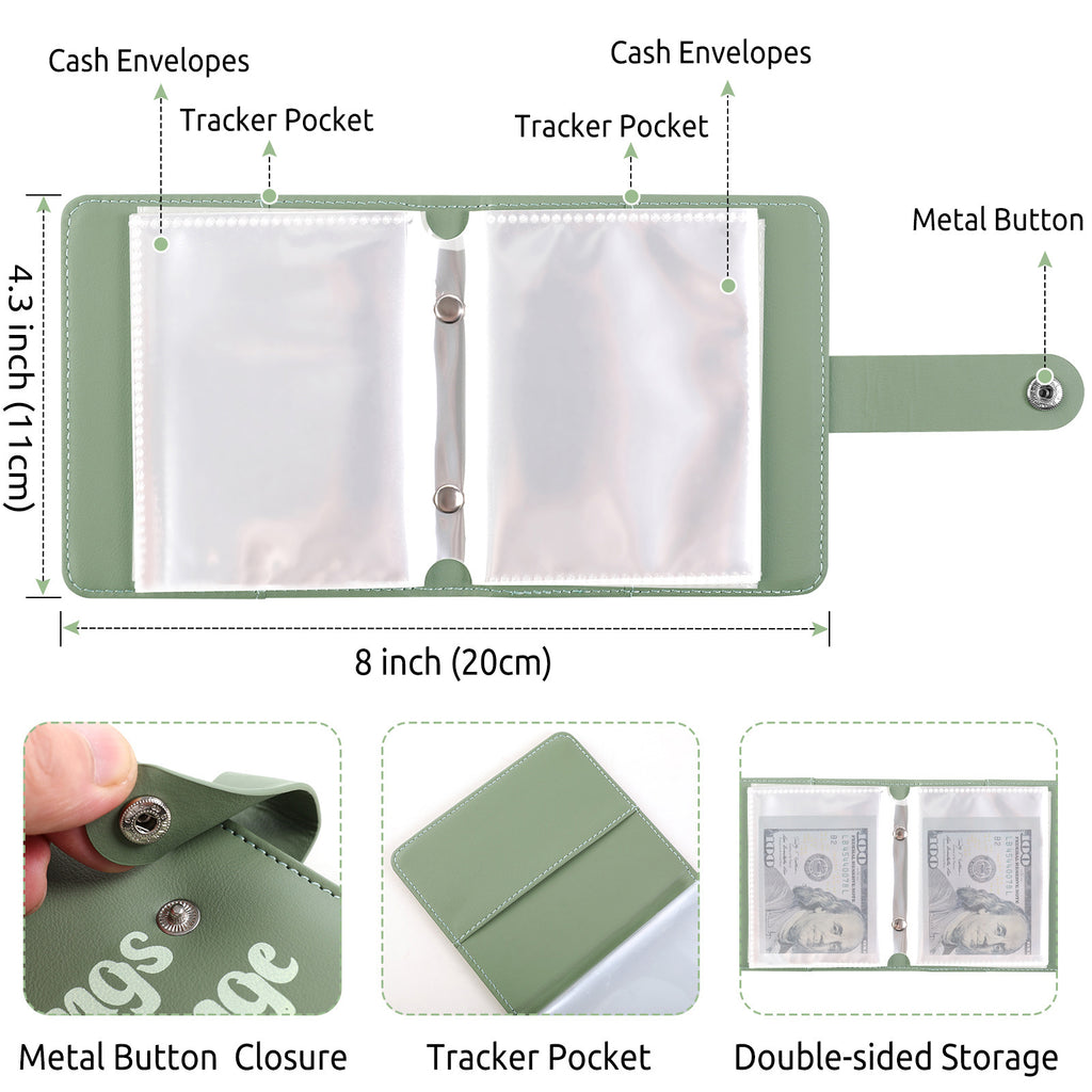 SKYDUE Mini Money Saving Binder, Portable Savings Binder with 4 Various Laminated Money Saving Challenge Trackers, Savings $300, 400, 500 Challenges Book with Envelopes & Stickers, A8, Black
