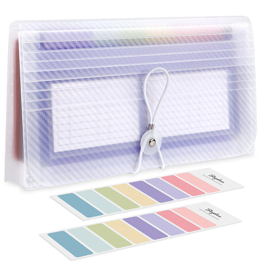 SKYDUE Mini File Organizer, 13 Pockets Coupon Organizer with Rainbow Labels，Expandable Accordian File Organizer Fit for Receipts and Coupons,10*5 in
