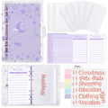 SKYDUE A6 Budget Binder with Zipper Envelopes, Cute Money Saving Binder, Budget Book with 8Pcs Cash Envelopes, 12pcs Expense Budget Planner Sheets & 24 Sticky Labels