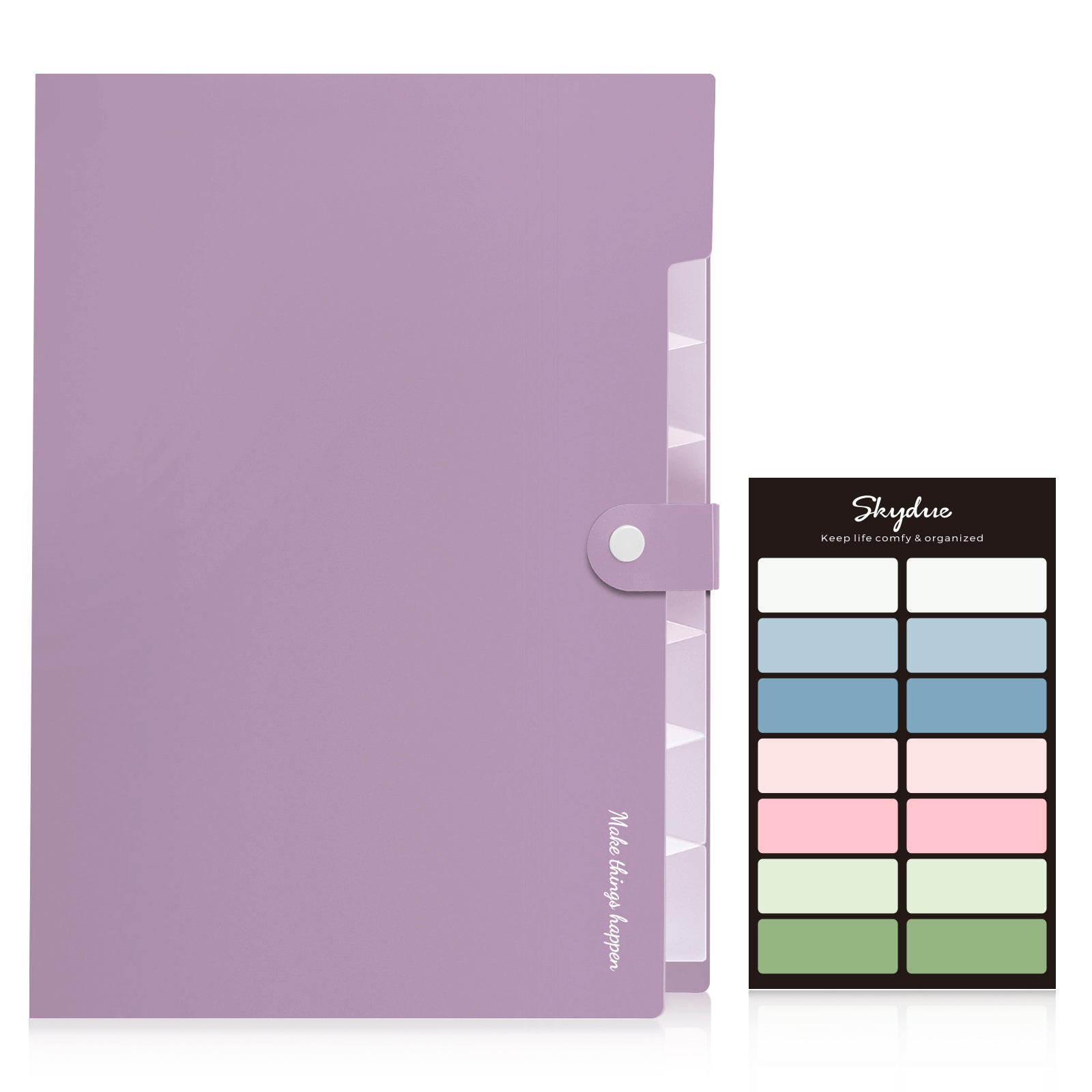 SKYDUE Expanding File Folder, Folders with 8 Pockets , Folder Organizer with Snap Closure A4 and Letter Size Accordian Document Paper Organizer for Home School Office