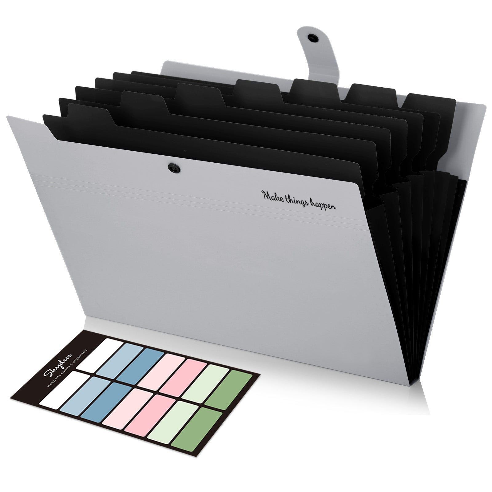 SKYDUE Expanding File Folder, Folders with 8 Pockets , Folder Organizer with Snap Closure A4 and Letter Size Accordian Document Paper Organizer for Home School Office