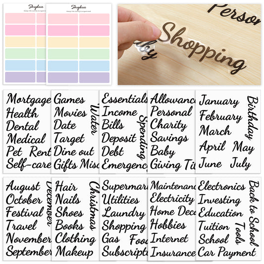 SKYDUE 104 Pieces Budget Stickers Set for Planners - 80Pcs Cash Envelope Labels & 24Pcs Blank Budget Planner Stickers, Budget Binder Stickers for Easy Money Management.