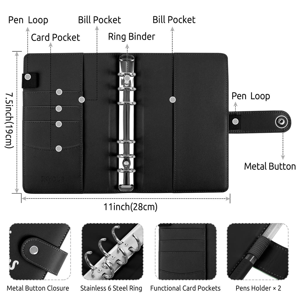 SKYDUE A6 Money Saving Binder with 10 Cash Envelopes,12 Various Money Saving Challenge Trackers,Savings Challenge Binder with Envelope