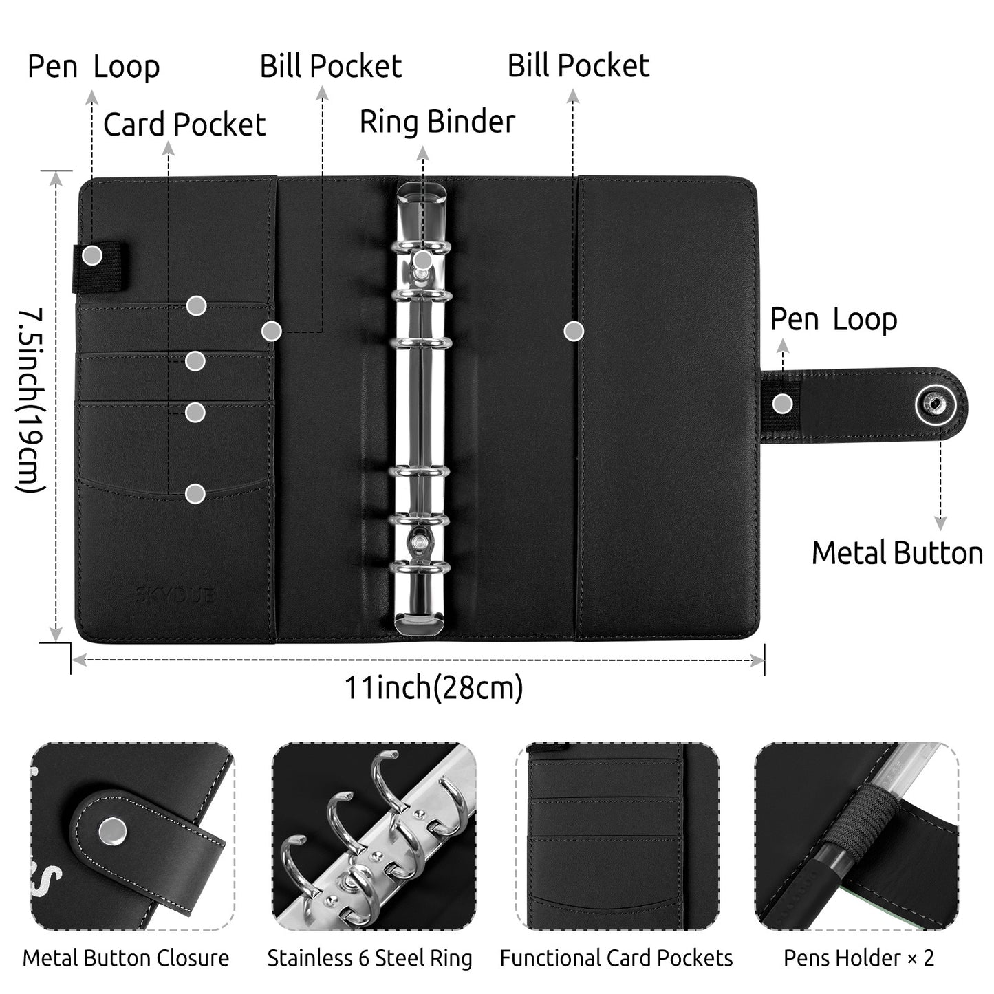 SKYDUE A6 Money Saving Binder with 10 Cash Envelopes,12 Various Money Saving Challenge Trackers,Savings Challenge Binder with Envelope