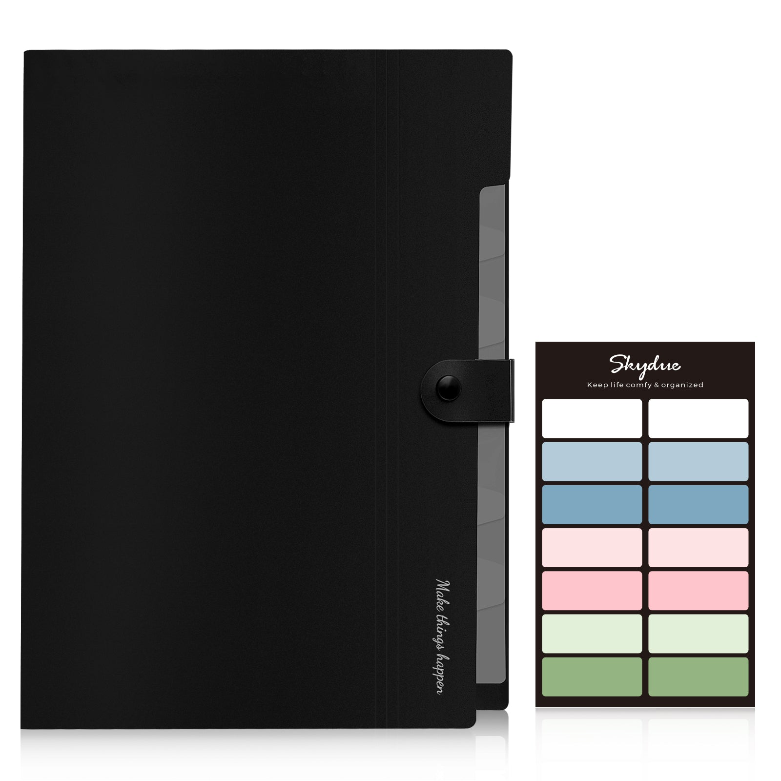 SKYDUE Expanding File Folder, Folders with 8 Pockets , Folder Organizer with Snap Closure A4 and Letter Size Accordian Document Paper Organizer for Home School Office