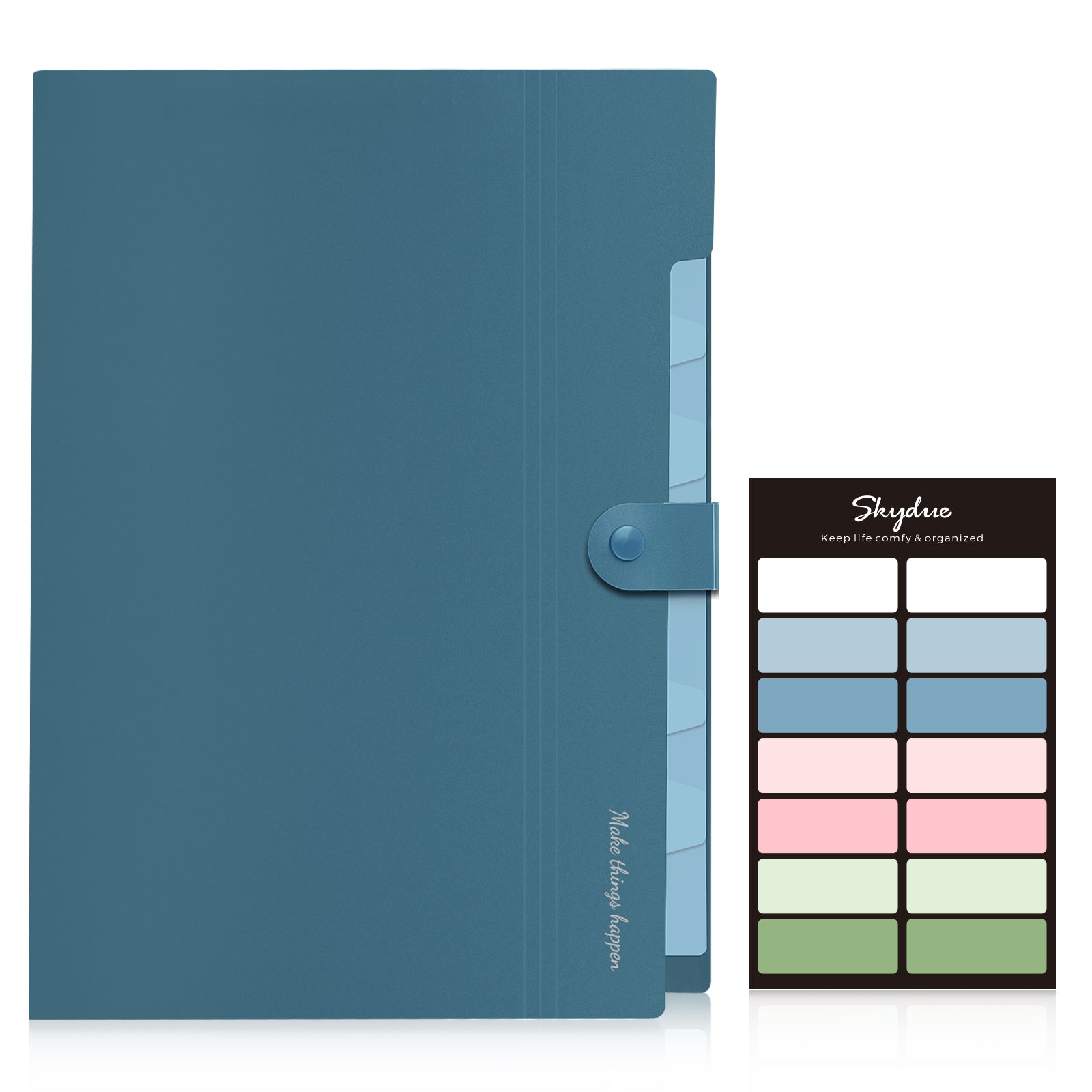 SKYDUE Expanding File Folder, Folders with 8 Pockets , Folder Organizer with Snap Closure A4 and Letter Size Accordian Document Paper Organizer for Home School Office