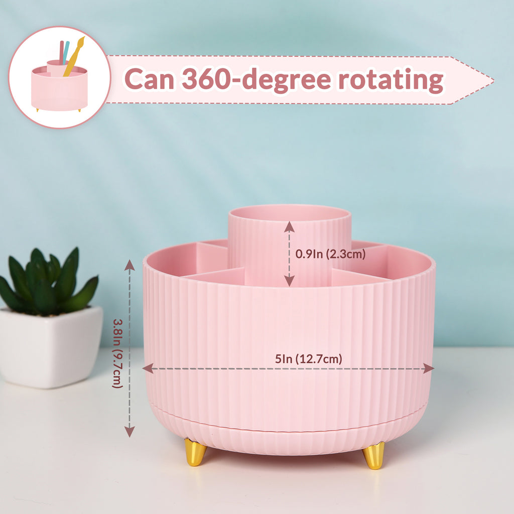 SKYDUE 360 Degree Rotating Desk Organizer, Dual-Purpose Pencil Pen Holder for Desk, Rotating Desk Pen Organizer with 5 Slots, Pencil Cup for Office, School, Home