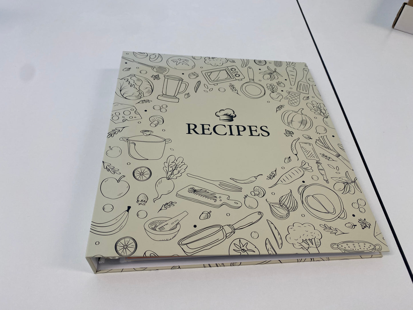 Recipe Binder 8.5x11 3 Ring, Recipe Book to Write in Your own Recipes, Recipe Binder with 60 Plastic Sleeves, 12 Dividers, 60 Blank Recipe Cards, Labels & Stickers, Family Recipe Organizer