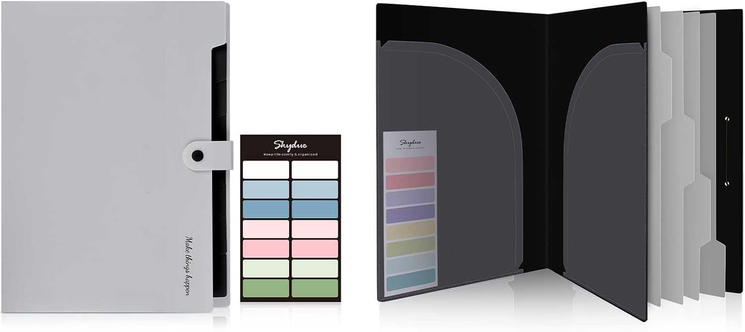 SKYDUE Grey Accordion File Organizer, File Folders with 8 Pockets & 5 Pockets Expanding File Folder