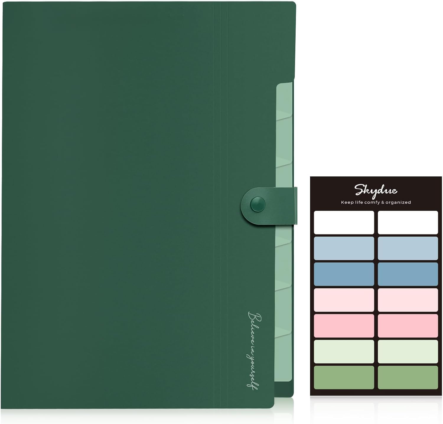 SKYDUE Expanding File Organizer with 8 Pockets, Accordion File Folders with Labels, Portable Document Paper Bill Receipt Organizer, Home College School Office Supplies, Letter Size, Blue