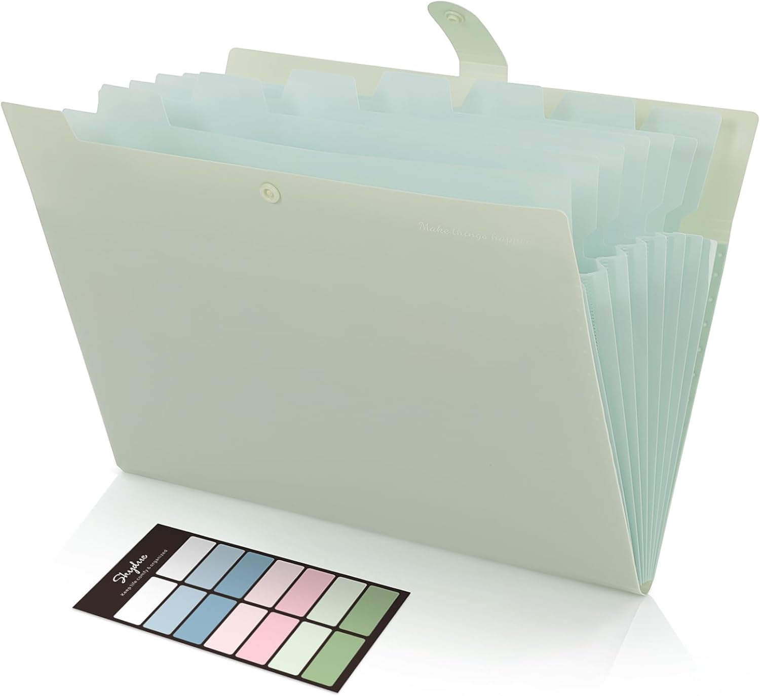 SKYDUE Expanding File Organizer with 8 Pockets, Accordion File Folders with Labels, Portable Document Paper Bill Receipt Organizer, Home College School Office Supplies, Letter Size, Blue