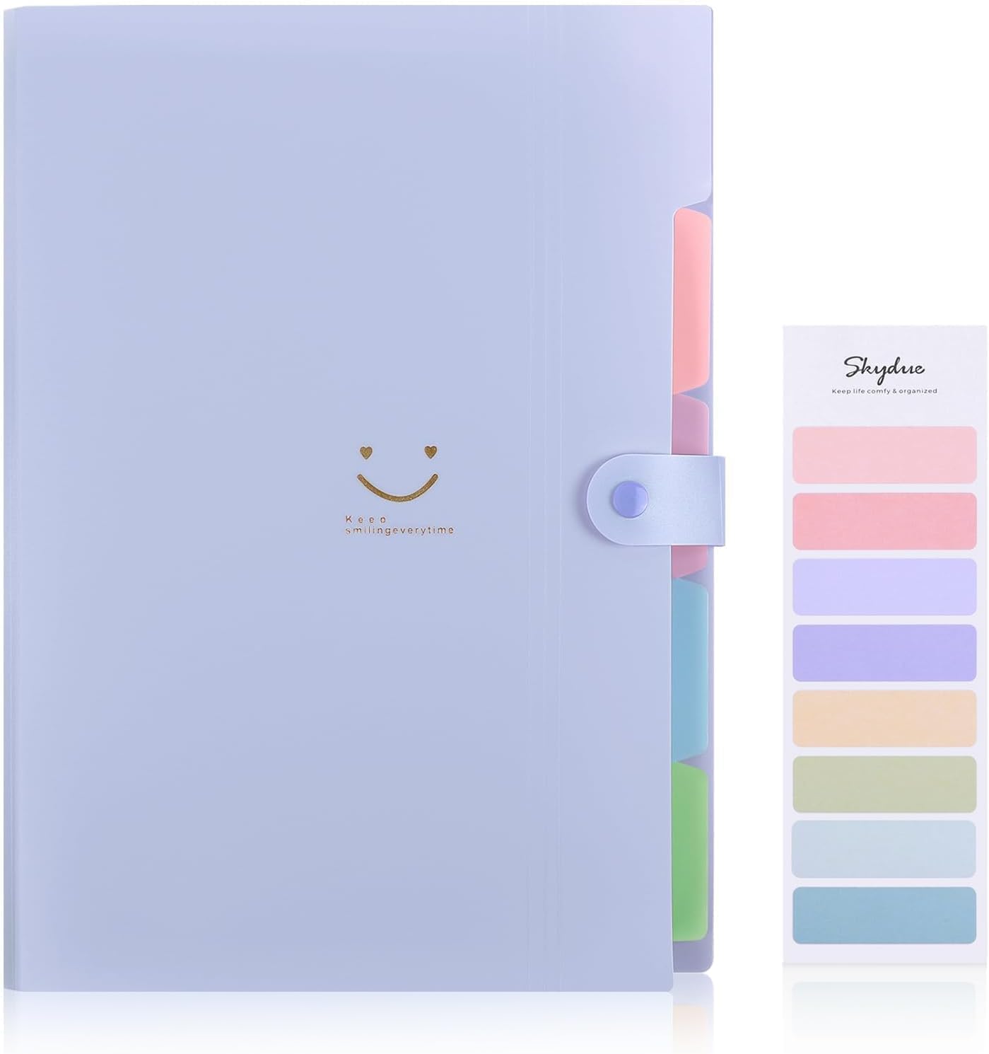 SKYDUE Expanding File Folder with 5 Pockets, Cute Accordion File Organizer, Letter Size Filing Folder, Letter Size Folders for Documents, School Office Supplies Marble Pink