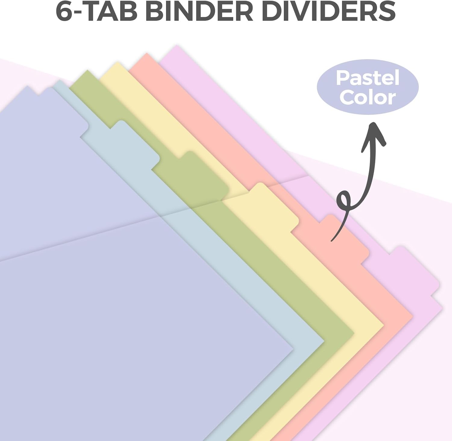 SKYDUE Binder Dividers with Tabs and Pockets, 6 Tabs Dividers for 3 Ring Binder, Tear-Resistant Plastic Binder Dividers for School, Office, Home