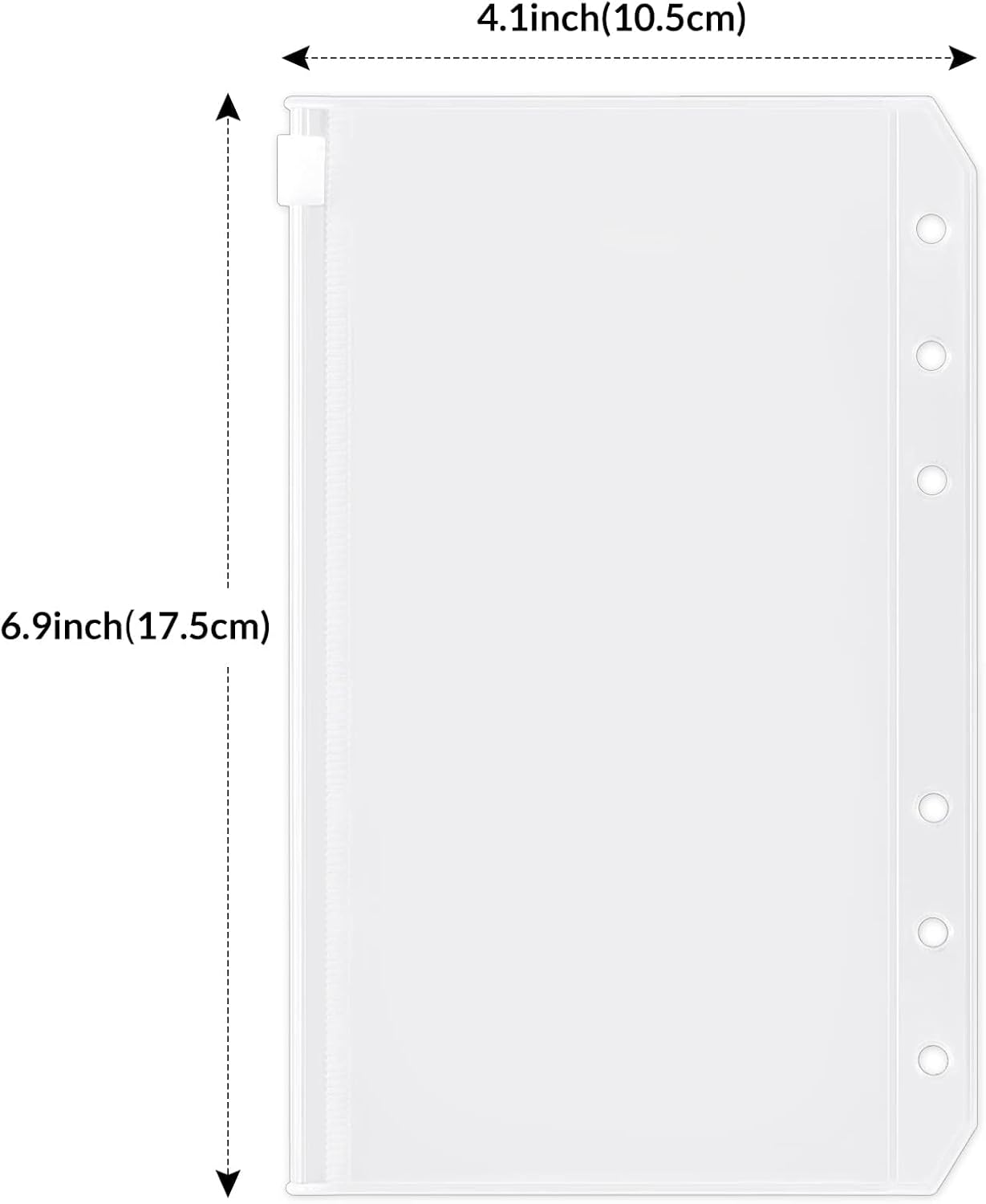 SKYDUE 12PCS Binder Pockets，A6 Size 6 Holes Zipper Cash Envelopes for A6 6-Ring Notebook Binder for School Home Office
