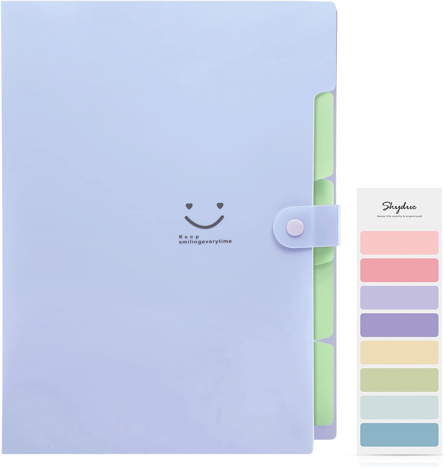 SKYDUE Expanding File Folder with 5 Pockets, Aesthetic Accordion File Organizer, Portable Document Paper Bill Receipt Organizer, School Office Supplies, Letter/A4 Size, (1, Pea Green)