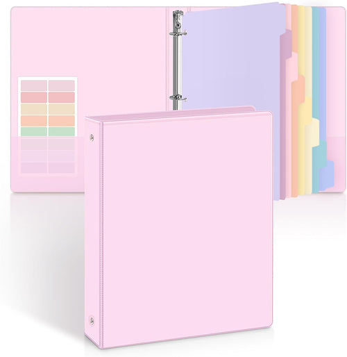 1 Inch 3-Ring Binder with 8 Dividers for Letter Size, Durable Heavy Duty Loose-Leaf Organizer for School Office Home – Letter Size Document Folder with Custom Section Tabs Light Purple