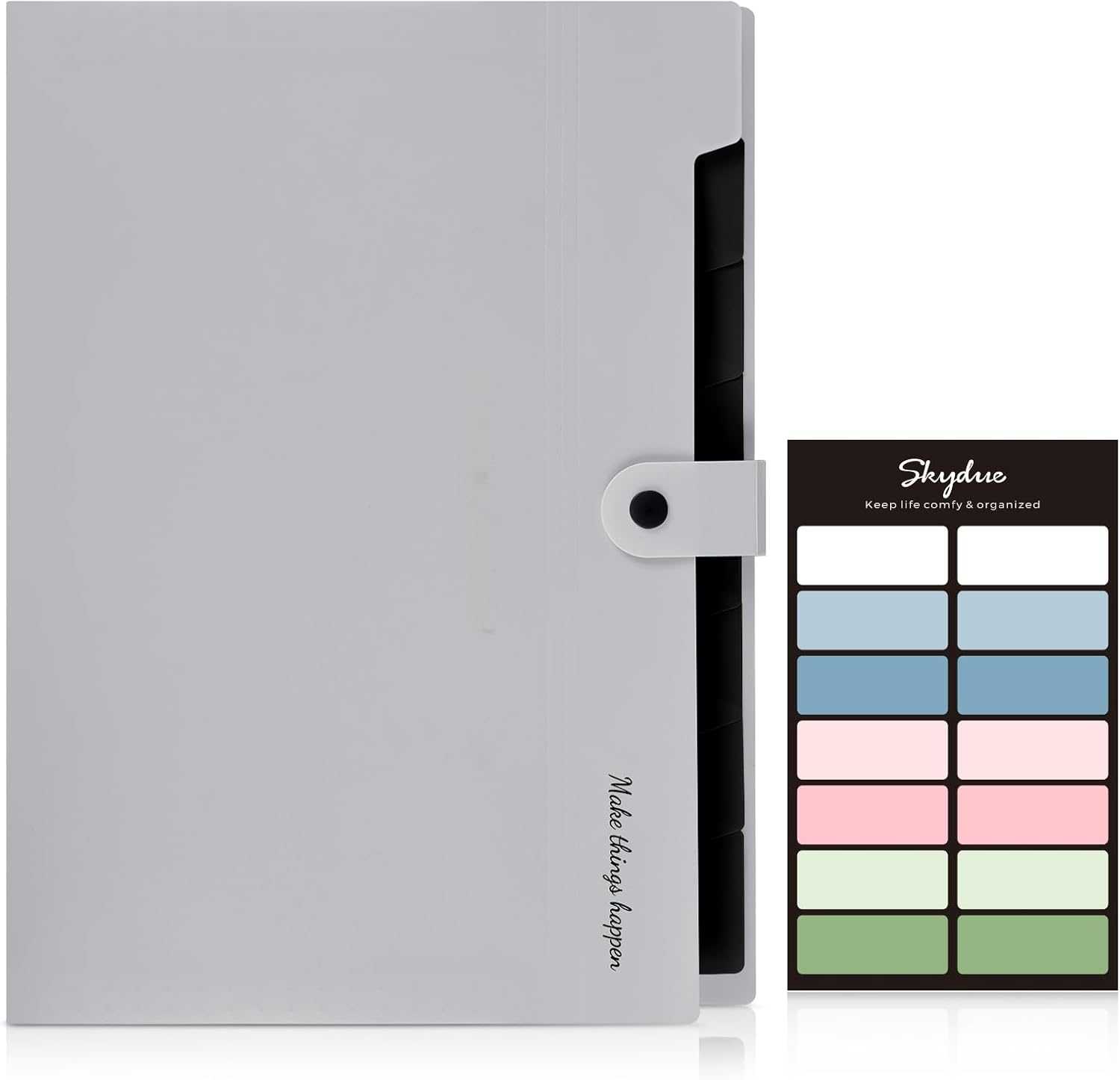 SKYDUE Grey Accordion File Organizer, File Folders with 8 Pockets & 5 Pockets Expanding File Folder