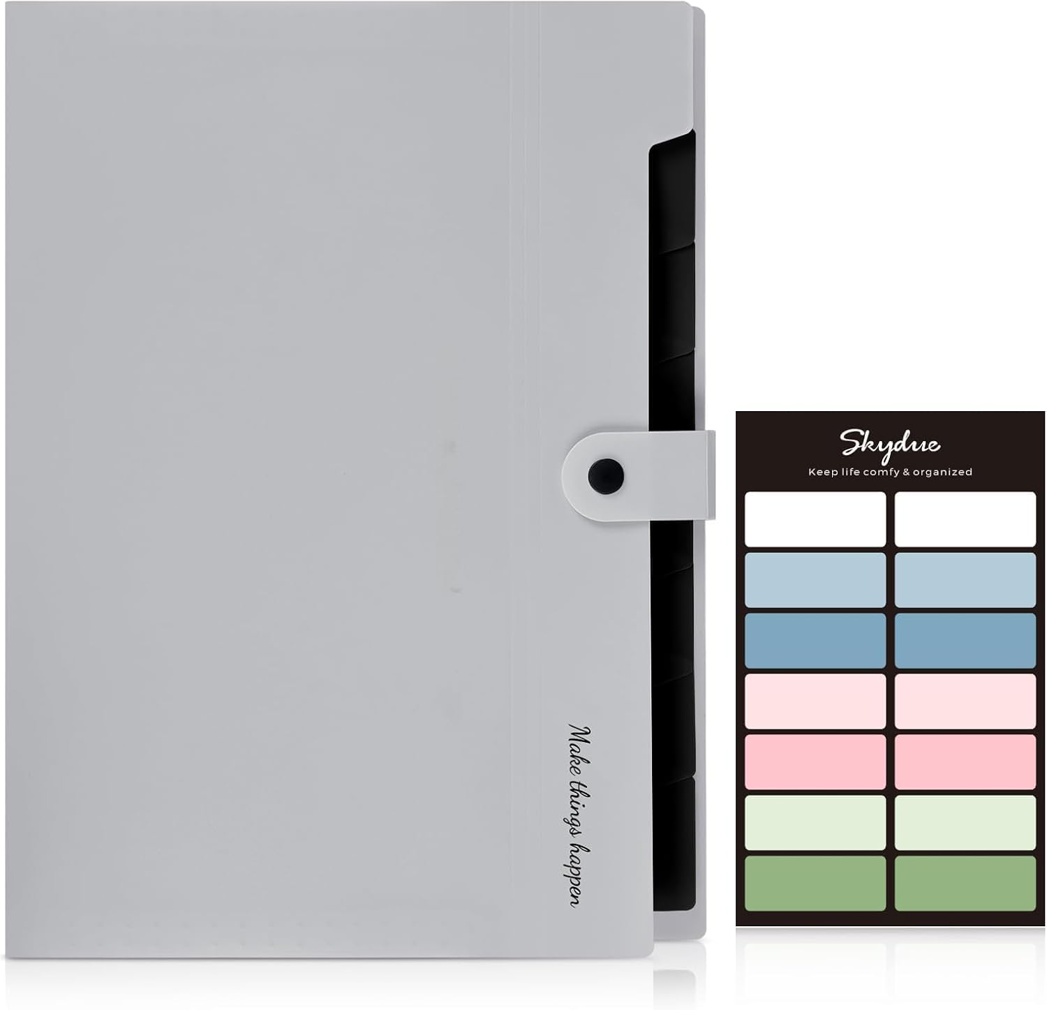 SKYDUE Expanding File Organizer with 8 Pockets, Accordion File Folders with Labels, Portable Document Paper Bill Receipt Organizer, Home College School Office Supplies, Letter Size, Blue